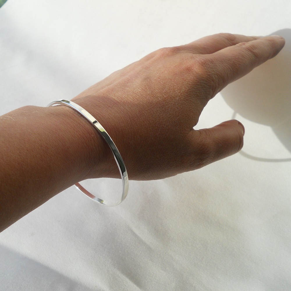 Rectangular sterling silver bangle