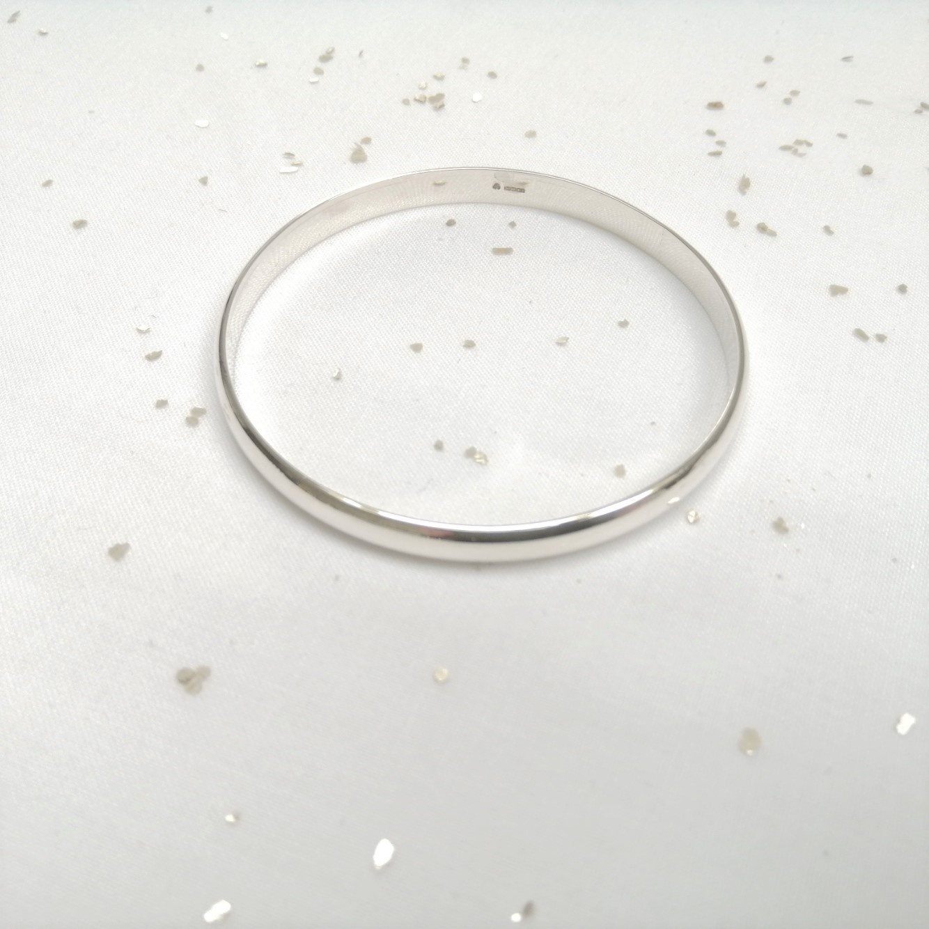 Sterling Silver Bangle Half Round 6mm x 2mm - Image 2